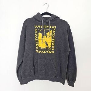 Wu-Tang Hoodie Women's Medium‎ Pigment Black Graphic Logo Drawstring Gorpcore